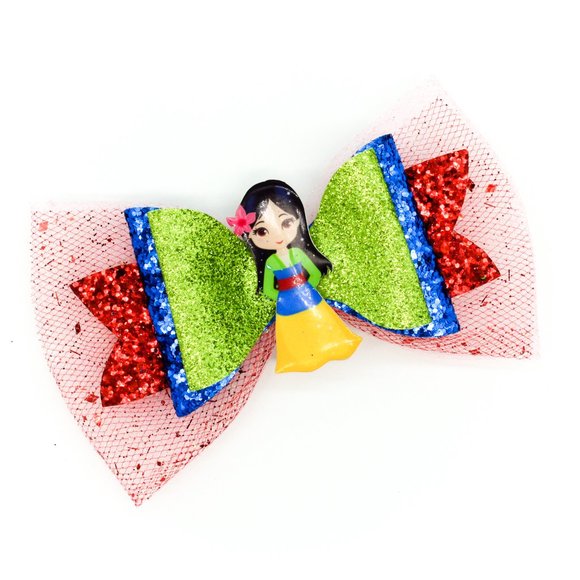 Handmade Hua Mula Princess Glitter Hair Bow - Picture 3 of 6